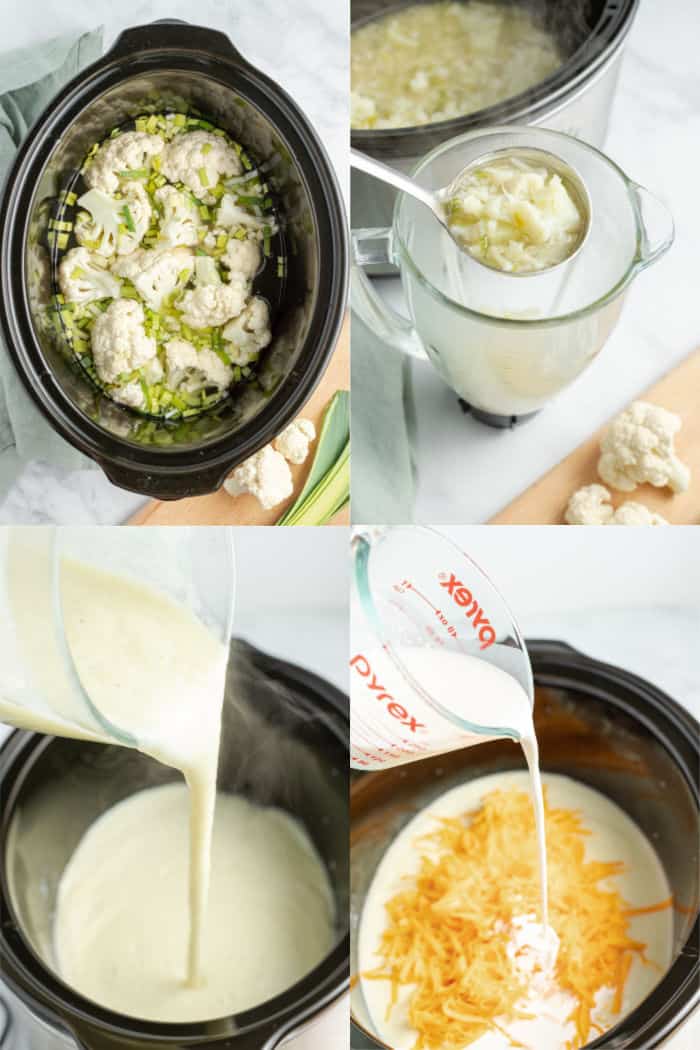 steps to make cauliflower soup in a crock pot