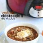 It's soup season and this CROCK POT CHICKEN CHILI RECIPE is the easiest soup to throw together on a cold day!