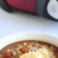 It's soup season and this CROCK POT CHICKEN CHILI RECIPE is the easiest soup to throw together on a cold day!
