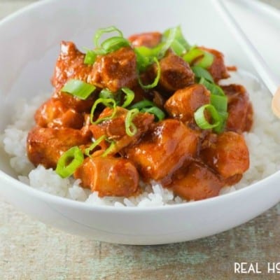 CROCK POT HONEY SRIRACHA CHICKEN is a simple, tasty meal that is easily done in your slow cooker!