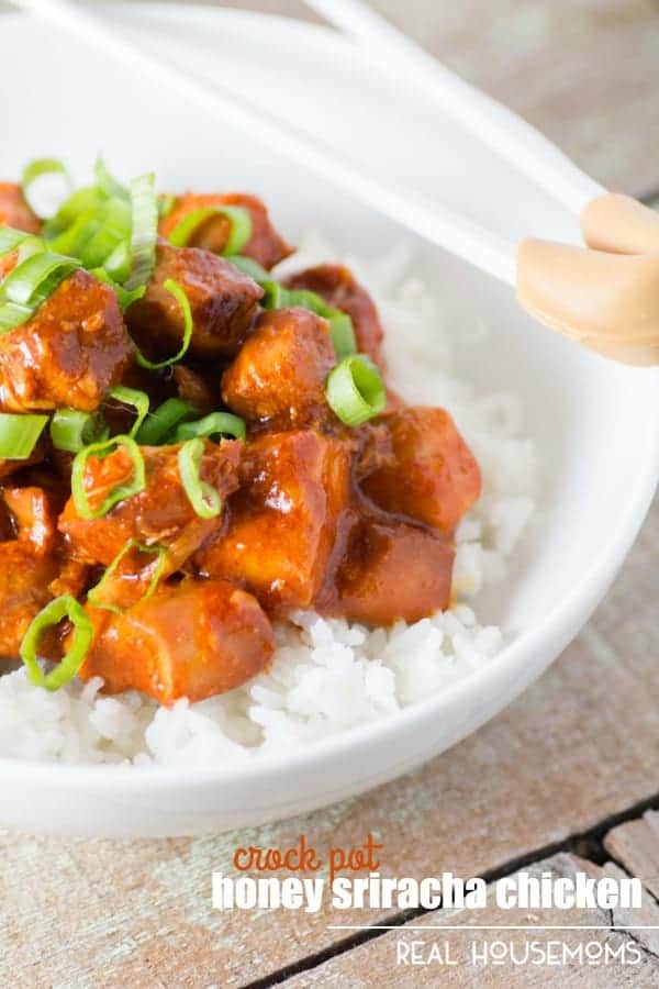 CROCK POT HONEY SRIRACHA CHICKEN is a simple, tasty meal that is easily done in your slow cooker!