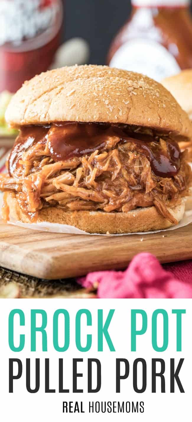 Dr. Pepper Crock Pot Pulled Pork on a bun with extra BBQ sauce