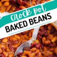 two images with the top being a pile of bakedbeans on a plate and bottom a spoon full of baked beans with the title of the post in between the two