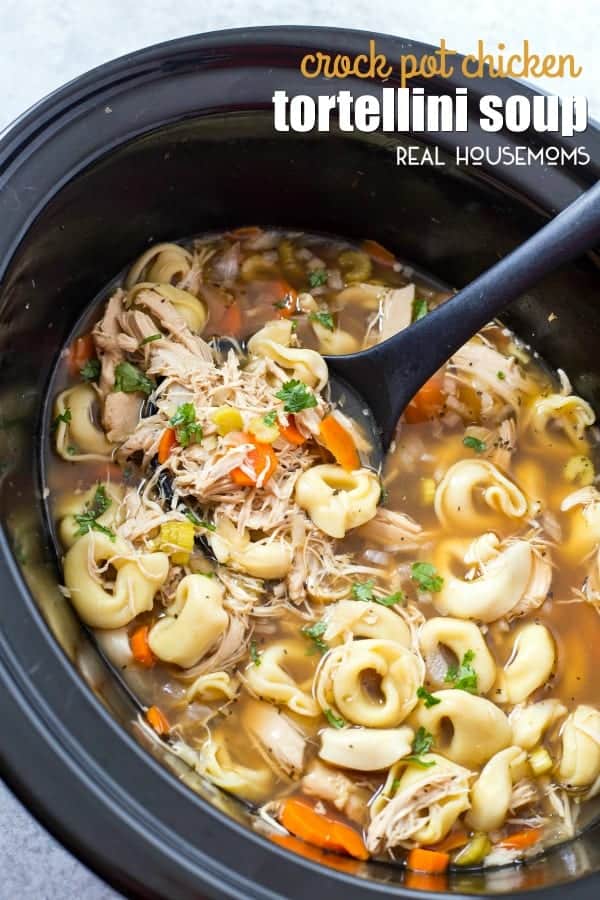 Crock Pot Chicken Tortellini Soup is the easiest chicken noodle soup you will ever make! It's sure to become a fall and winter staple at your house!