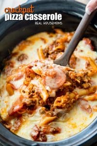 Crock Pot Pizza Casserole is an incredibly delicious meal for the entire family to enjoy! It is really easy to make, kid friendly, and perfect for busy days!