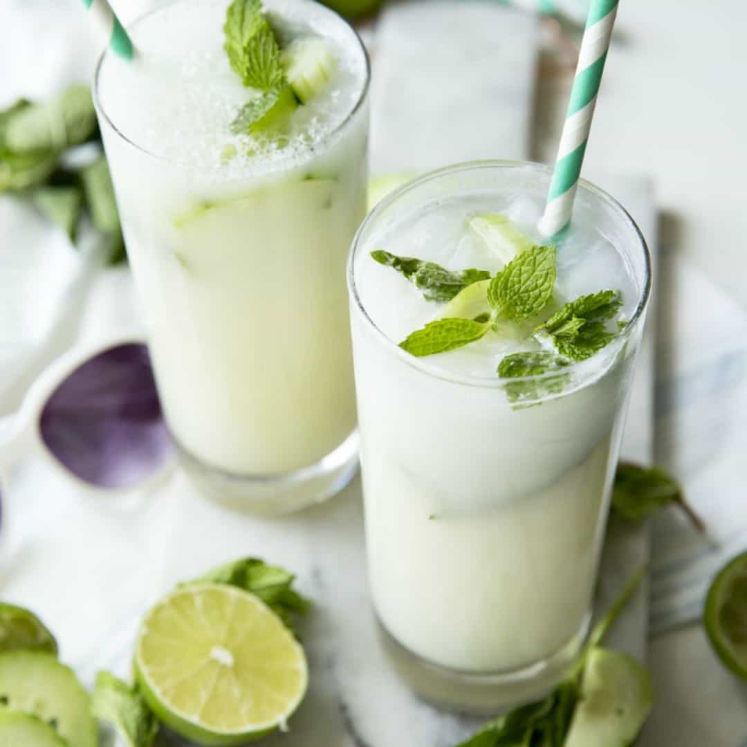 A light, refreshing, and totally delicious cucumber mint mojito. This is the drink you want to be sipping poolside all summer long!
