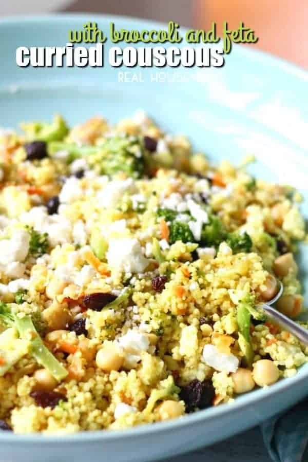Try this flavorful Curried Couscous with Broccoli and Feta for an easy weeknight dinner. It's ready in under 15 minutes and never disappoints!