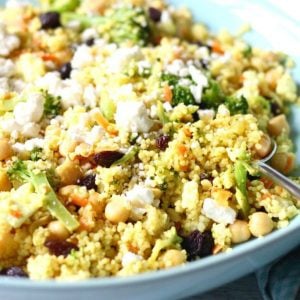 Try this flavorful Curried Couscous with Broccoli and Feta for an easy weeknight dinner. It's ready in under 15 minutes and never disappoints!