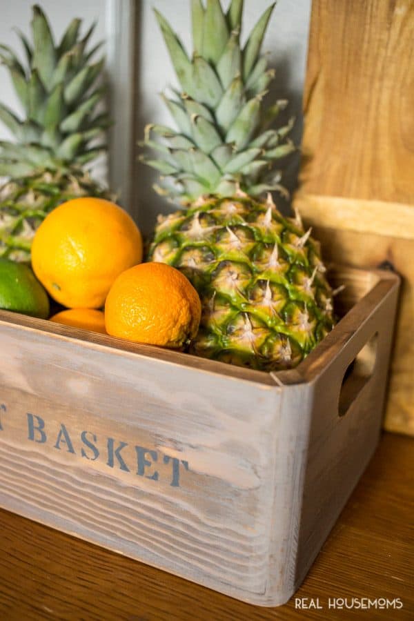 Add farmhouse charm to your kitchen for less with this DIY Farmhouse Fruit Basket!