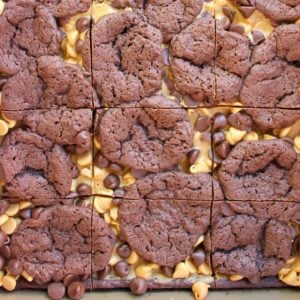 If chocolate and peanut butter is your thing, these cookie bars are for you! Made with just 6 simple ingredients, these easy Double Chocolate Peanut Butter Bars come together in no time!