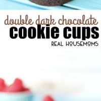 Double Dark Chocolate Cookie Cups are a decadent dessert. A crispy dark chocolate cookie filled with rich and creamy chocolate frosting for a one-two punch of chocolate!