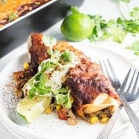 These EASY CHICKEN ENCHILADAS are a breeze to make and so delicious. They also freeze beautifully so you can make a double batch, enjoy one meal tonight, and the another down the road!