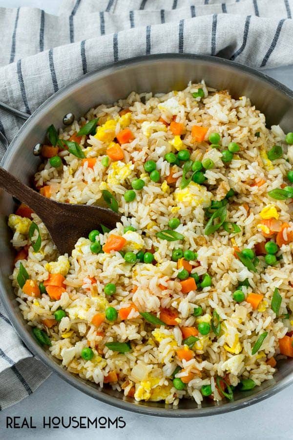 This easy fried rice is a great reason to skip the take out! It's full of veggies and is WAY better than what you'd get at a restaurant!