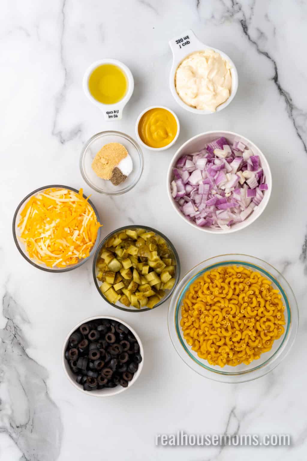 Easy Macaroni Salad with Olives and Pickles ⋆ Real Housemoms