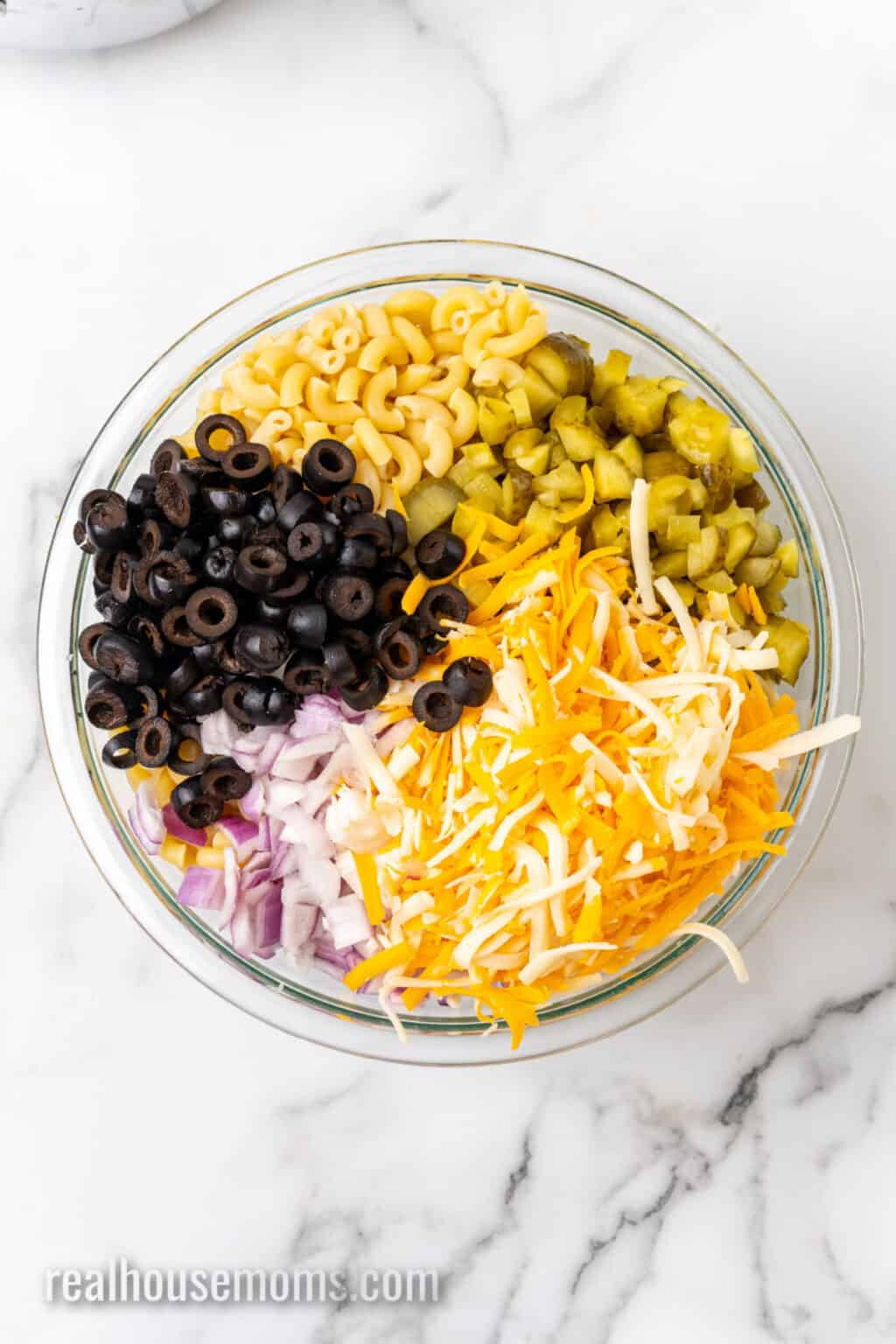 Easy Macaroni Salad with Olives and Pickles ⋆ Real Housemoms