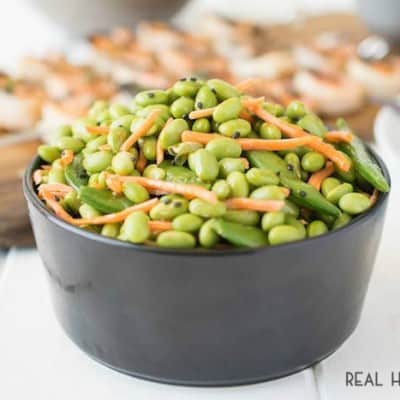 A quick and easy salad or side dish. This EDAMAME SNAP PEA SALAD comes well-dressed in an umami inducing sesame ginger dressing!