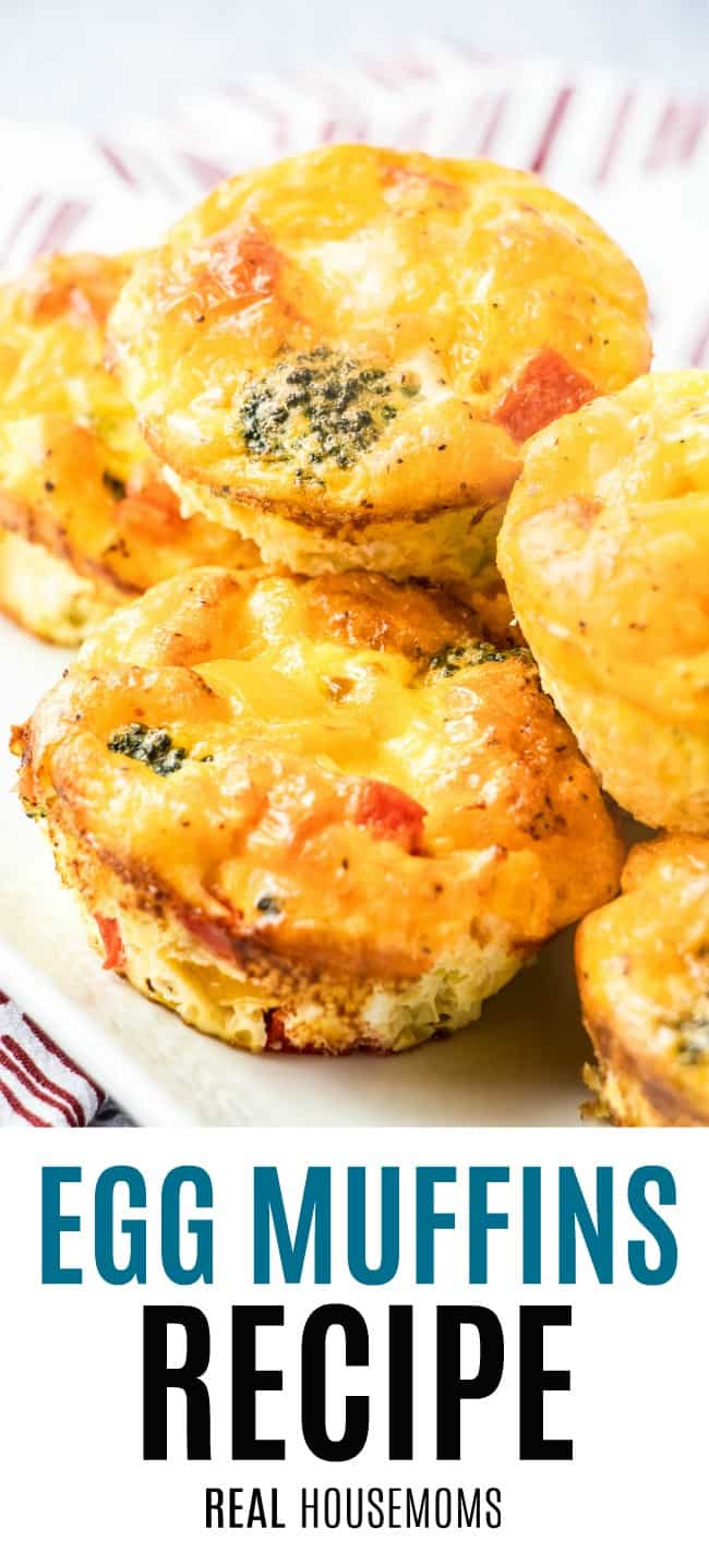 vegetable egg muffins stacked on a serving plate