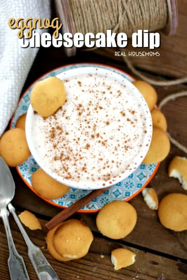 Creamy Eggnog Cheesecake Dip is a fun twist on the classic drink.  Ready in 10 minutes, it's the perfect dessert recipe to serve this holiday season!