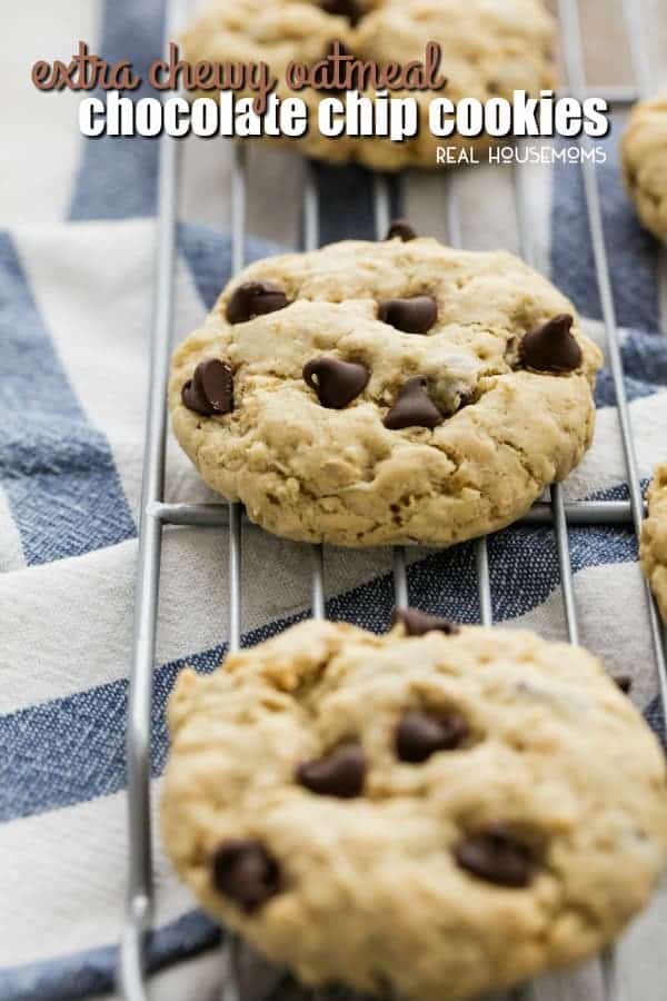 These Extra Chewy Oatmeal Chocolate Chip Cookies are easy to make and have the most perfect texture and the best flavor! These will become your go-to chocolate chip cookies.