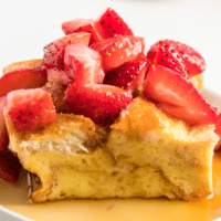 Easy French Toast Bake with Fruit is perfect for weekend and holiday breakfast! Make it the night before and pop in the oven the next morning!
