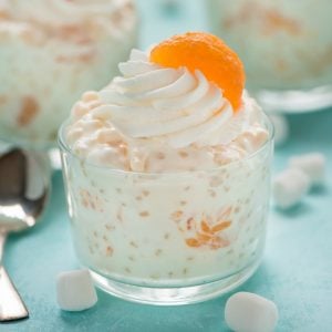 Serve Frog Eye Salad at your next barbecue party for a yummy, sweet, fruit filled side dish that will be the talk of the party!