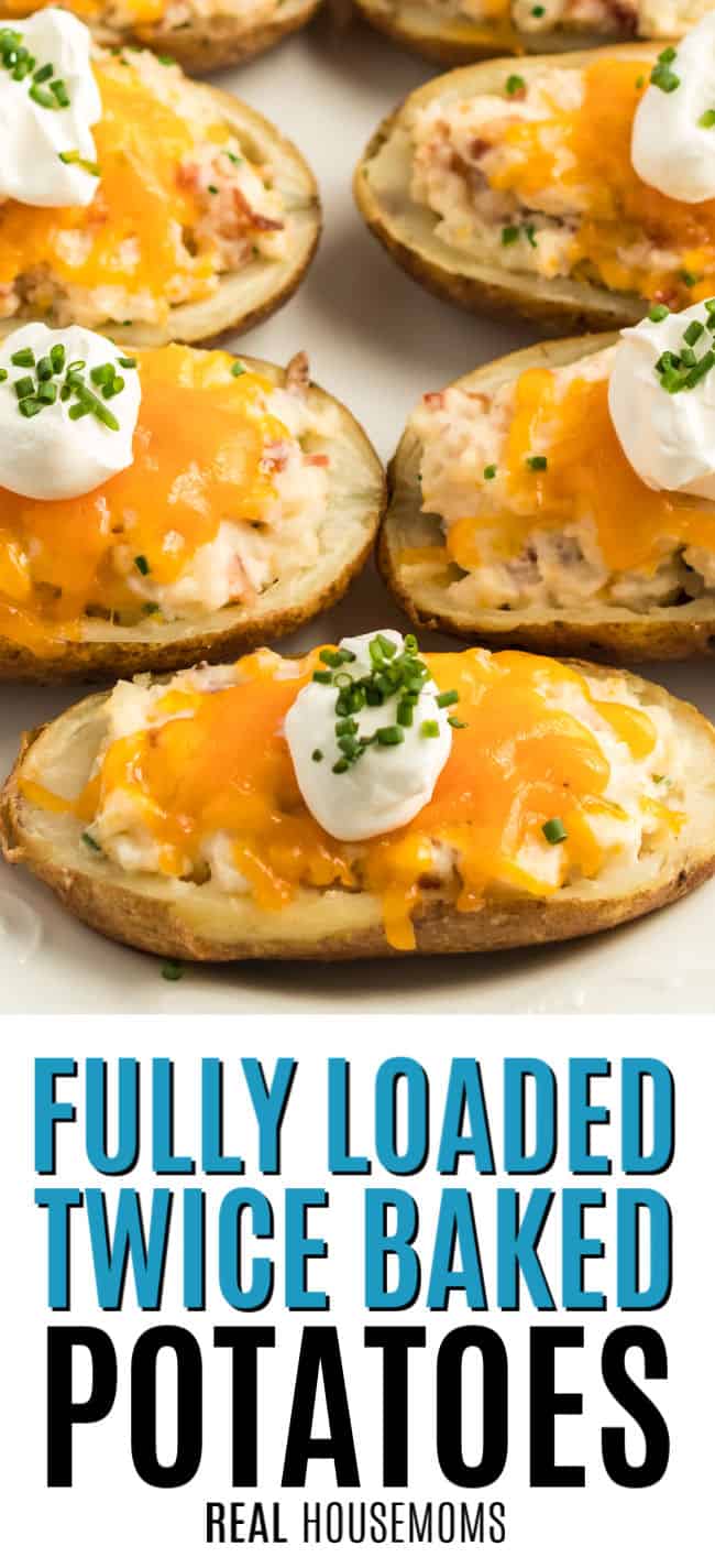 loded twice baked potatoes with sour cream and chives