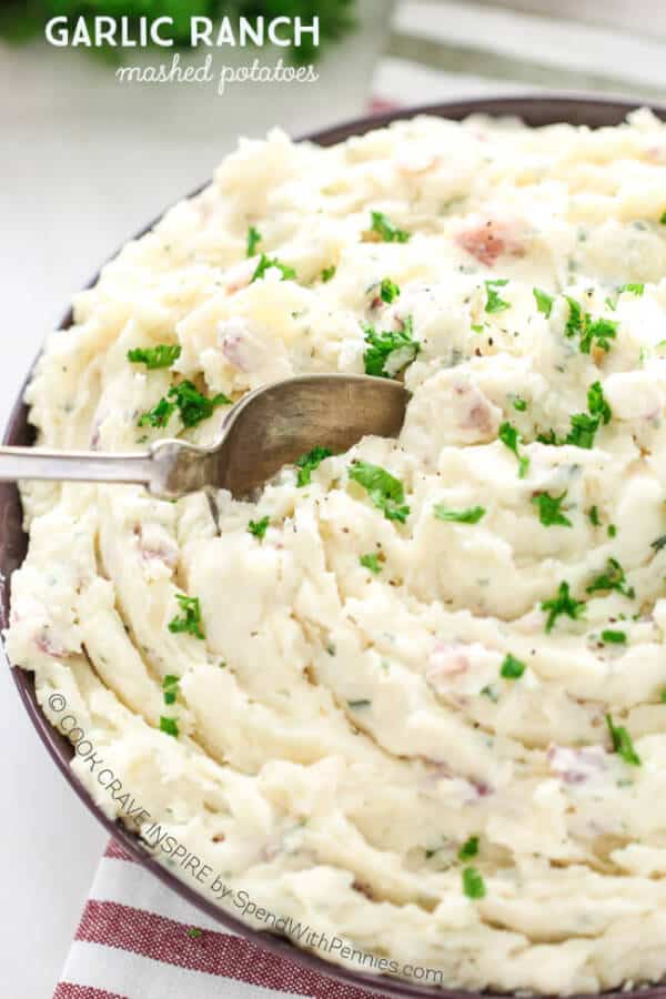 Garlic Ranch Mashed Potatoes - Spend with Pennies