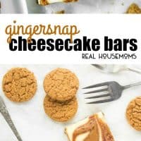 These Gingersnap Cheesecake Bars are an easy Christmas dessert made with a gingersnap crust and swirls of creamy cookie butter!