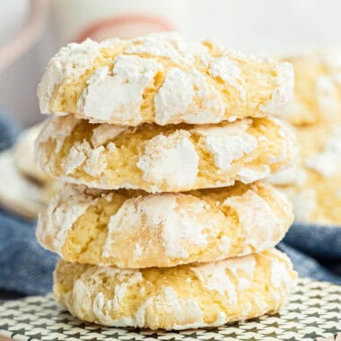 square image of a stack of gooey butter cookies
