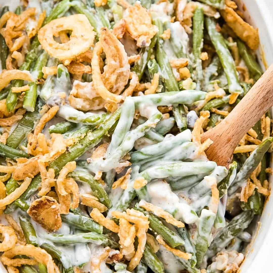 This is the best Green Bean Casserole recipe! It's so creamy and full of flavor & will be the perfect side dish for all your holiday feasts!