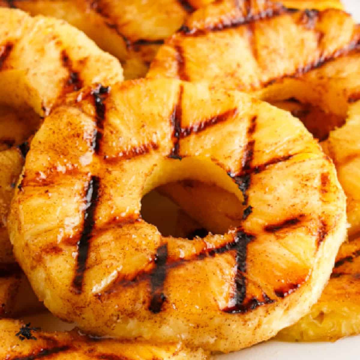 square image of grilled pineapple rings