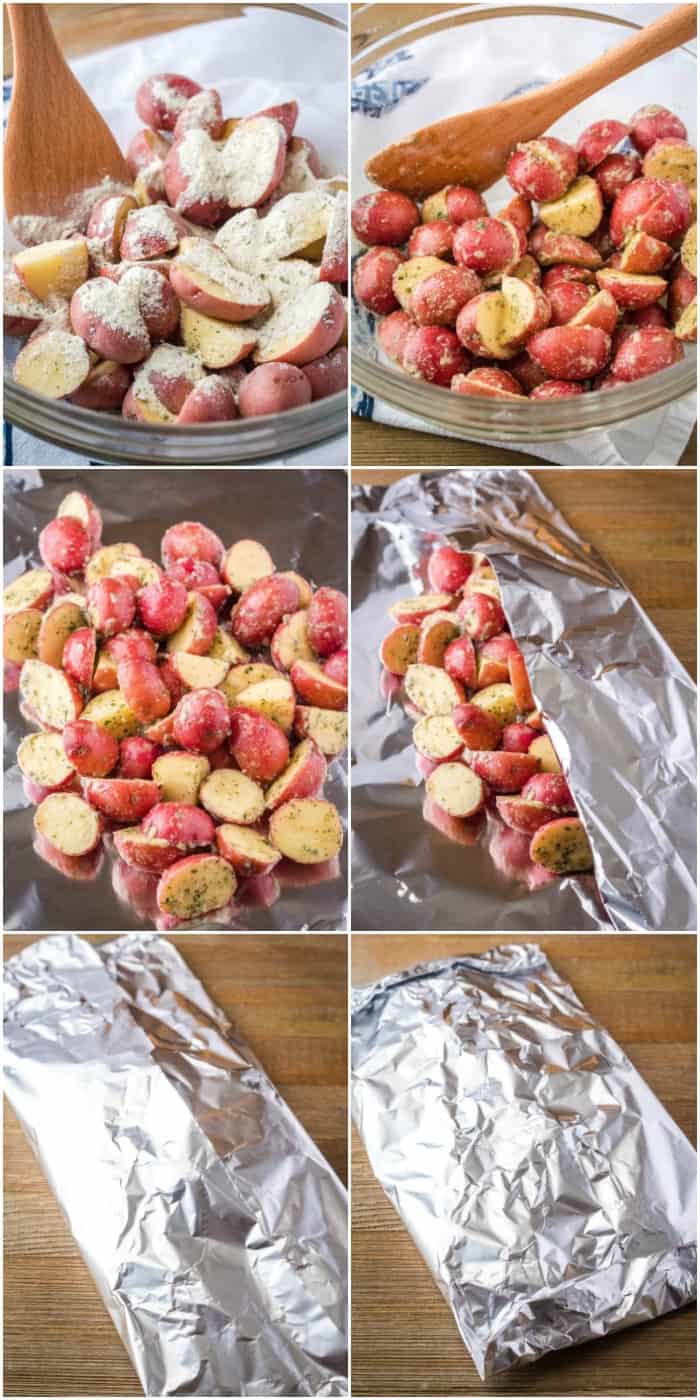 step to make grilled ranch potatoes