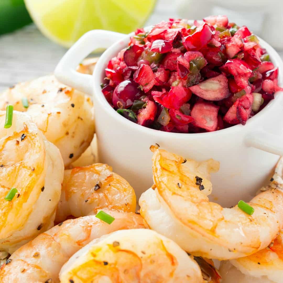 A little bit of heat and a little bit of sweet is perfect in this festive Cranberry Salsa. It makes a great appetizer when paired with Grilled Shrimp. Let the party begin!