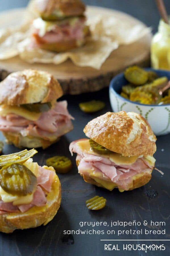Gruyere, Jalapeño and Ham Sandwiches on Pretzel Bread - Real Housemoms