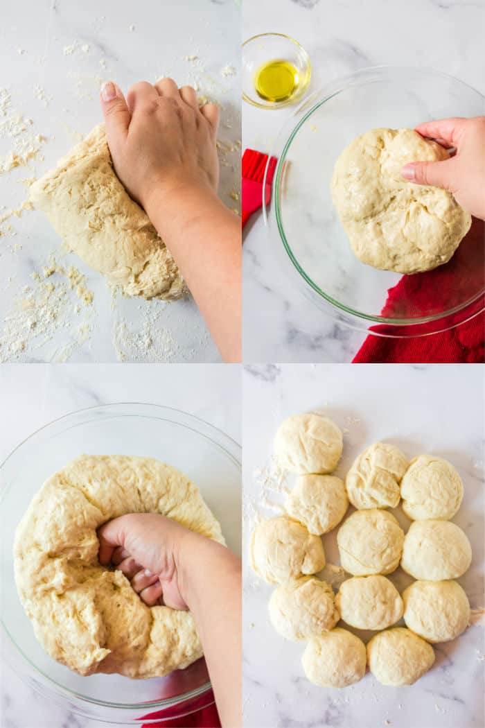 prepping calzone dough
