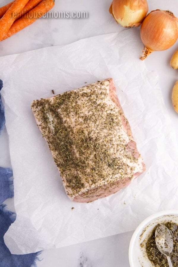 pork loin rubbed all over with herb & oil paste