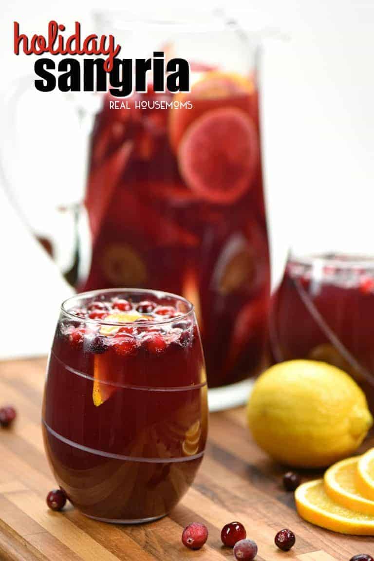 Holiday Sangria is a sweet wine cocktail loaded with fruit and juices that's a perfect drink for the holidays! Make it ahead of time to serve later!