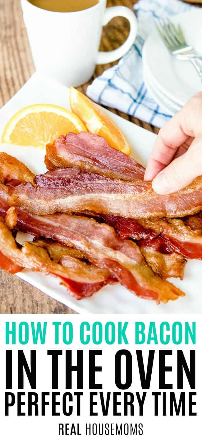 bacon being picked up off a plate