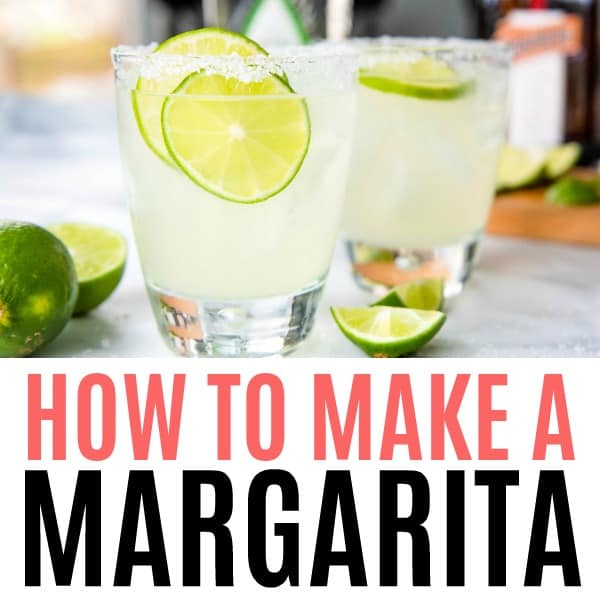 square image of how to make a margarita with text