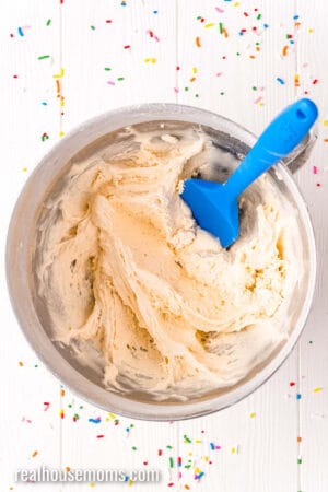 ice cream and self-rising flour mixed together in a bowl