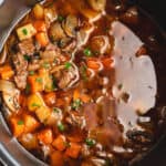square image of instant pot beef stew in the pot