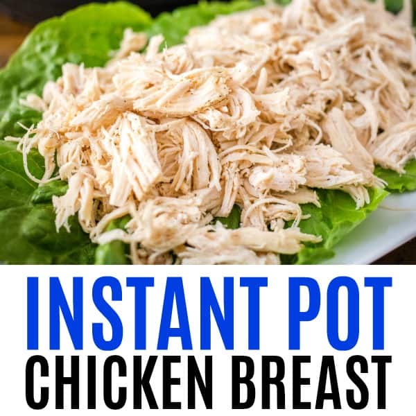 square image of instant pot chicken breast with text