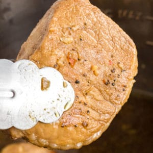 close up of an instant pot pork chop