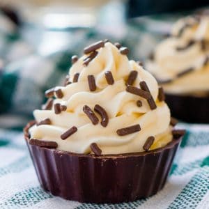 These Irish Cream Mousse Cups are an easy, 5-ingredient recipe, that's perfect for St. Patrick's Day!