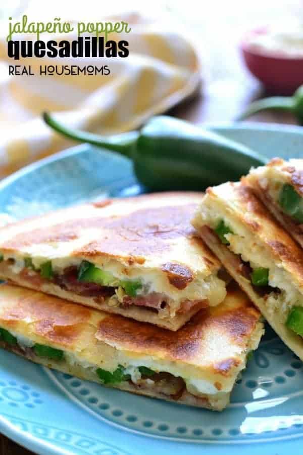JALAPEÑO POPPER QUESADILLAS have all the flavors of jalapeño poppers in a fun package that's perfect for dipping! These little bites make a delicious summer appetizer and can also double as a meal!