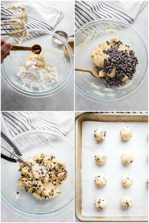 steps to make keto chocolate chip cookie fat bombs