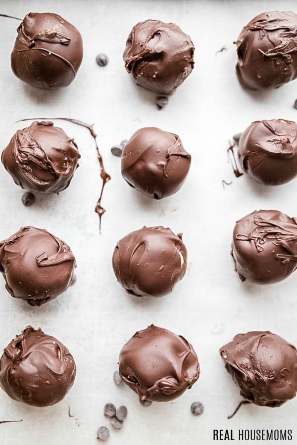 keto fat bombs after being dipped in sugar-free chocolate