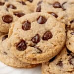 square close up image of keto chocolate chips cookies