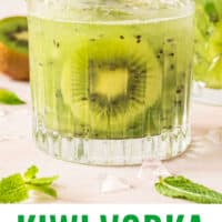 kiwi smash in a rocks glass with recipe name at the bottom