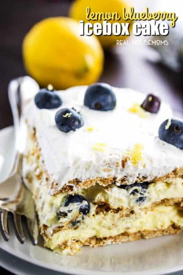 Lemon Blueberry Icebox Cake is a perfect summer dessert. A no bake recipe that's light & refreshing with blueberries and lemon will become a barbecue & potluck must have!